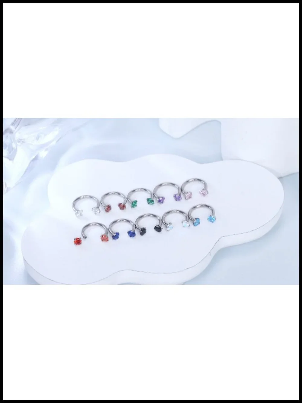 16G Titanium Horseshoe Nose Ring CZ Internally Threaded Septum Piercing Jewelry